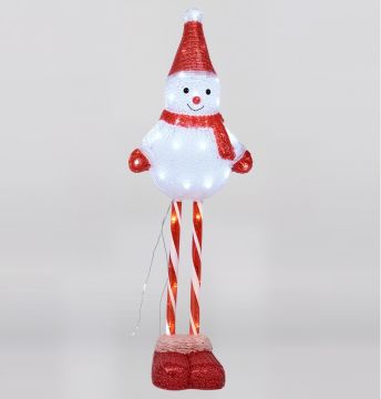 PUPAZZO DI NEVE ALTO IN ACRILICO 40 LED BIANCO FREDDO 25X16 H. 75CM