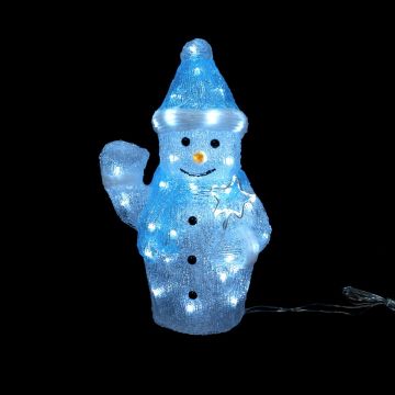 PUPAZZO DI NEVE IN ACRILICO 50 LED BIANCO FREDDO 23X15 H. 37CM