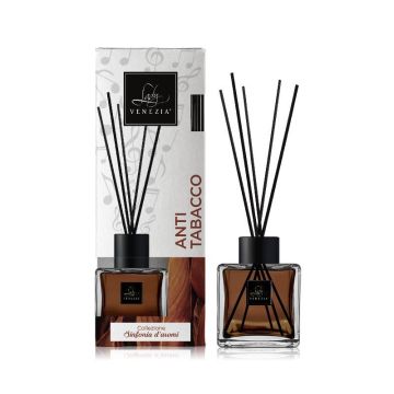 DIFFUSORE PER AMBIENTI CON BASTONCINI CUBO 100ML ANTI TABACCO