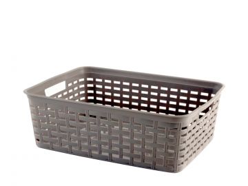 CESTINO FORATO IN PLASTICA CON MANIGLIE 39X29X13CM TORTORA