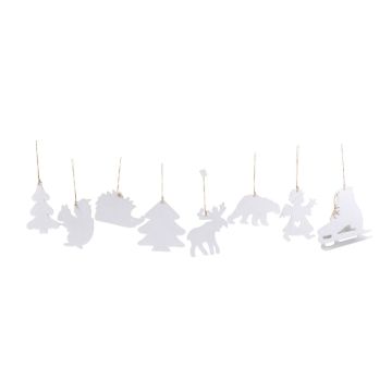 PENDENTE DI NATALE IN LEGNO BIANCO H. 20CM ASSORTITO