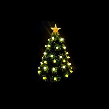 ALBERO VERDE CON 50 RAMI E 55 SFERE LED BIANCO CALDO H 60CM