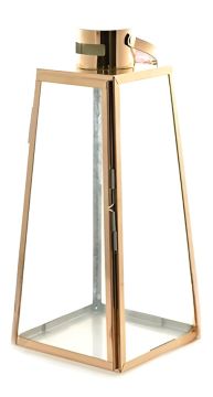 LANTERNA IN METALLO CON FORMA SVASATA COLOR RAME H 38CM