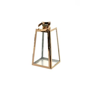 LANTERNA IN METALLO CON FORMA SVASATA COLOR RAME H 27CM