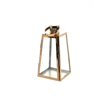 LANTERNA IN METALLO CON FORMA SVASATA COLOR RAME H 20.5CM