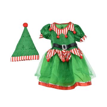 VESTITO DA ELFO VERDE PER DONNA CON CAPPELLO 50X36X50CM