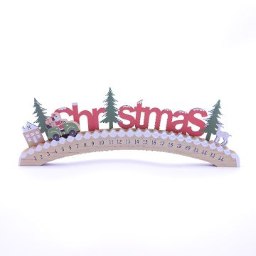 CALENDARIO DELL'AVVENTO IN LEGNO CHRISTMAS 38.5X2CM H 14CM