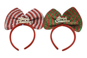 CERCHIETTO NATALIZIO CON FIOCCO MERRY CHRISTMAS 10X23CM ASSORTITO
