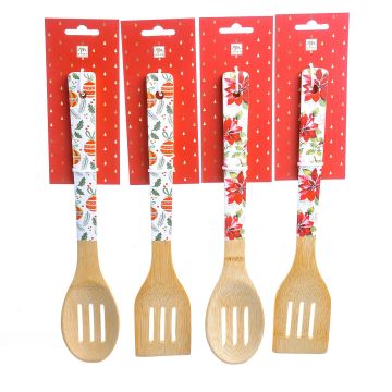 MESTOLO DA CUCINA IN BAMBOO 6X0.8CM H 30CM DECORO NATALIZIO ASS