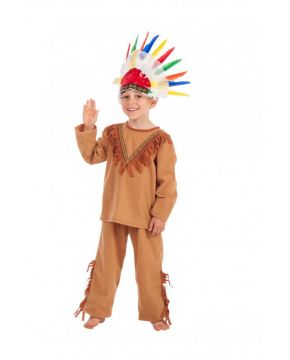 COSTUME INDIANO DA BAMBINO TG. IV-V 4-7 ANNI H. 114-126CM