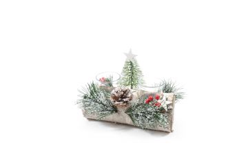 PORTA CANDELA 2 FUOCHI WOOD IN LEGNO 20X12 H. 16CM