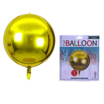 SFERA GONFIABILE COLOR ORO METALLIZZATO CON NASTRO E CANNUCCIA D 60CM