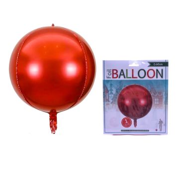 SFERA GONFIABILE COLOR ROSSO METALLIZZATO CON NASTRO E CANNUCCIA D 60CM
