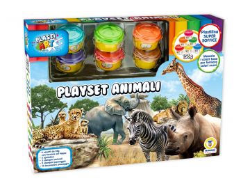 SET SAVANA CON 6 VASETTI DI PLASTILINA 26 GR CON ACCESSORI ASSORTITO