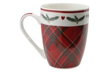 TAZZA NATALIZIA IN PORCELLANA DECORO SCOZZESE BONE CHINA 340ML 