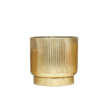 VASO GRANDE IN METALLO RIGHETTATO COLORE ORO DIAM. 30CM