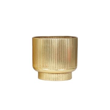 VASO MEDIO IN METALLO RIGHETTATO COLORE ORO DIAM. 25CM