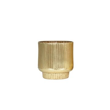 VASO PICCOLO IN METALLO RIGHETTATO COLORE ORO DIAM. 20CM