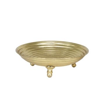 SVUOTA TASCHE/CENTRO TAVOLA IN METALLO RIGATO ORO DIAM. 27CM
