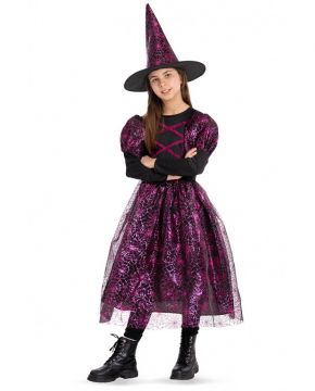 COSTUME STREGA FUCSIA CON RAGNATELE TG. 5 ANNI