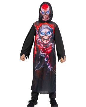 COSTUME TUNICA SCHELETRO ROSSO PER BAMBINI TG.8-9 ANNI