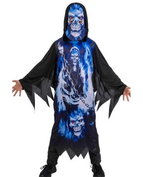 COSTUME TUNICA SCHELETRO BLU PER BAMBINI TG.8-9 ANNI