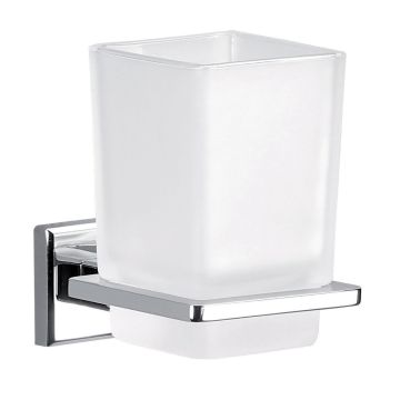 LINEA COLORADO - BICCHIERE PORTASPAZZOLINI IN ACCIAIO INOX/CROMALL/VETRO SATINATO