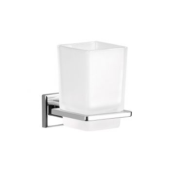 LINEA COLORADO - BICCHIERE PORTASPAZZOLINI CROMO E BIANCO 