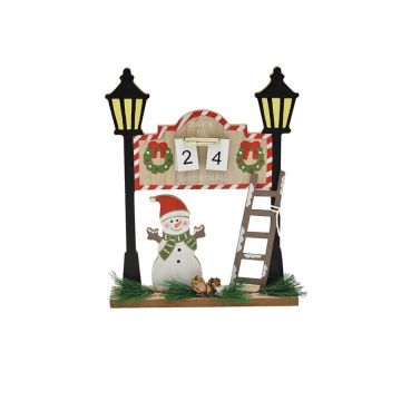 CALENDARIO DELL'AVVENTO DA APPOGGIO IN LEGNO CON LAMPIONI 19X4.5 H. 24CM