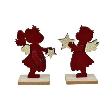ANGELO IN LEGNO CON RIVESTIMENTO IN VELLUTO BORDEAUX 10.3X15CM ASSORTITO