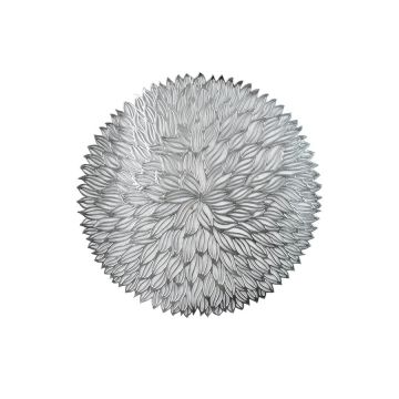 TOVAGLIETTA IN PVC ARGENTO CON DECORO A FORMA DI FIORE DIAM. 38CM