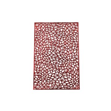 TOVAGLIETTA IN PVC ROSSA CON DECORO A FORMA DI FOGLIE 45X30CM