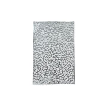 TOVAGLIETTA IN PVC ARGENTO CON DECORO A FORMA DI FOGLIE 45X30CM