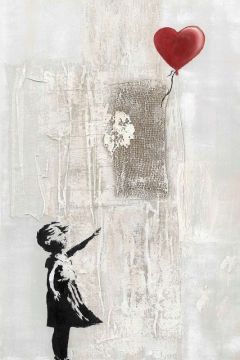 TELA CON STAMPA LOVE BALLON GIRL SU CORNICE DI LEGNO 80X120CM SP 3.5CM