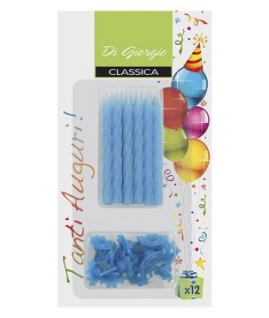 CANDELINE PER TORTA 12 PEZZI+BASI CELESTE