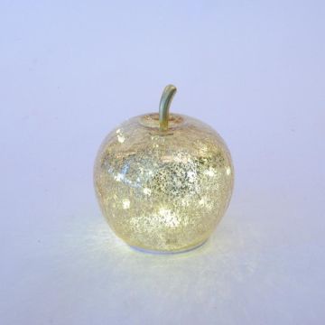 MELA IN VETRO ORO CON LUCE LED A BATTERIA DIAM.11CM H 12CM