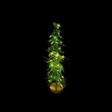 ALBERO 60 LED BIANCO CALDO BATTERIA CON TIMER VERDE 11X50CM