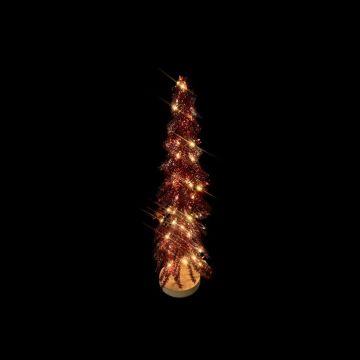 ALBERO 60 LED BIANCO CALDO BATTERIA CON TIMER ROSSO 11X50CM