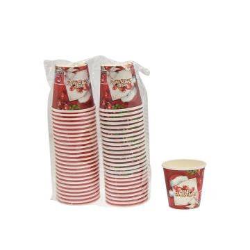 SET 50 BICCHIERI MONOUSO IN CARTA 75ML DECORO NATALIZIO