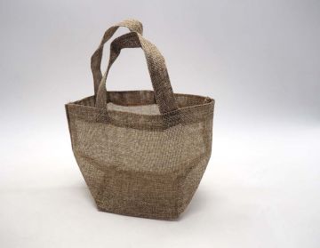 BORSETTA JUTA C/MANICI H.13/21X12X12CM NATURALE