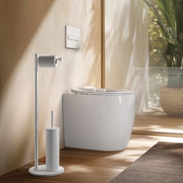 LINEA MIDA - PIANTANA PORTA ROTOLO E PORTA SCOPINO BIANCO MATT