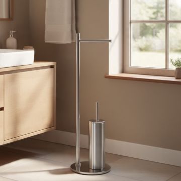 LINEA MIDA - PIANTANA PORTA ROTOLO E PORTA SCOPINO CROMATO