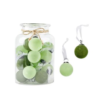 PALLINA DI NATALE IN VETRO E VELLUTO VERDE DIAM. 5CM ASSORTITO 
