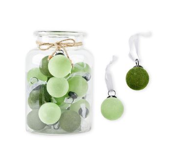 PALLINA DI NATALE IN VETRO IN VELLUTO VERDE DIAM. 5CM ASSORTITO 