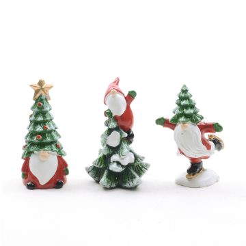 DECORAZIONE BABBO NATALE CON ALBERO IN RESINA 4X4CM H 8CM ASSORTITO