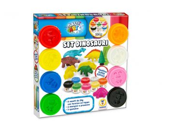 SET DINOSAURI CON 8 VASETTI DI PASTA DA MODELLARE 28GR