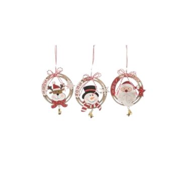 PENDENTE CON FIGURA NATALIZA IN LEGNO DIAM. 8 ASSORTITO