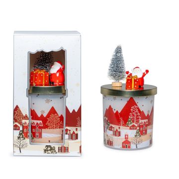 CANDELA VANIGLIA/FRUTTI ROSSI 160GR CON COPERCHIO DECORATO 8.5X16.5CM