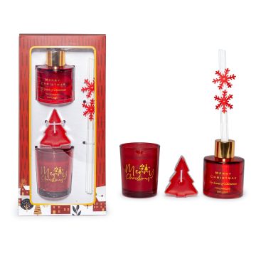 SET 3PZ DIFFUSORE ESSENZA+CANDELA+TEALIGHT VANIGLIA/FRUTTI ROSSI 