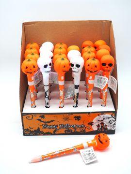 PENNA C/FACCIA SOGG. HALLOWEEN C/LUCE L.19.5CM ZUCCA/TESCHIO